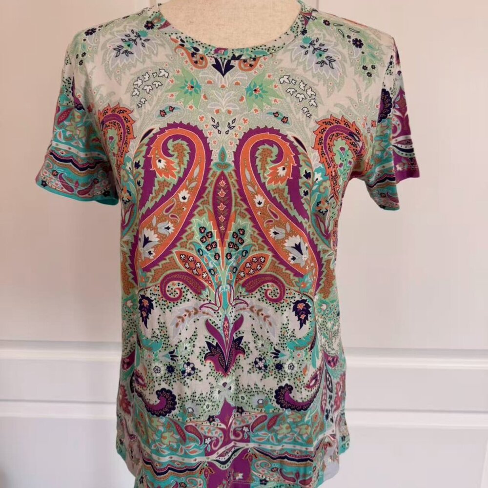 100% Authentic Etro Flower pattern short sleeve T-Shirt, Sz 46